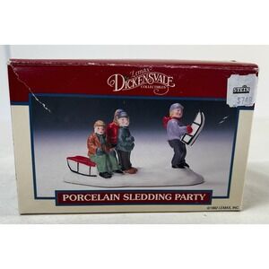 Lemax Dickensvale Porcelain Sledding Party Figurine Vintage HO 1992 Collectible